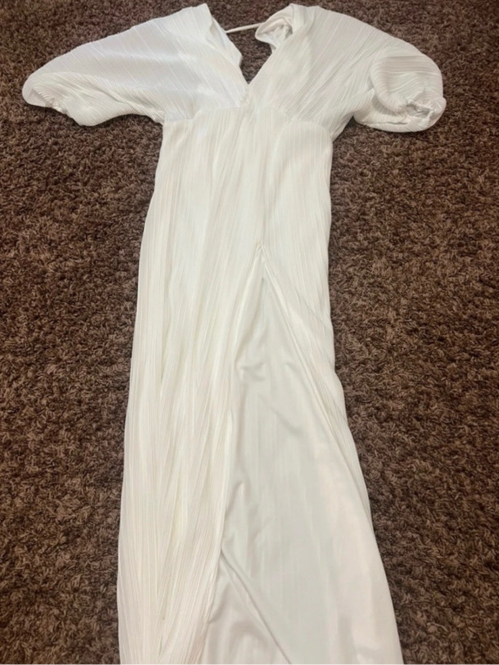 Fashion Nova White Maxi Dress with Puff Sleeves